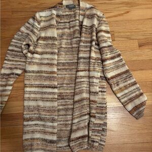 Natural Reflections Women's Striped Cardigan - Brown and Cream